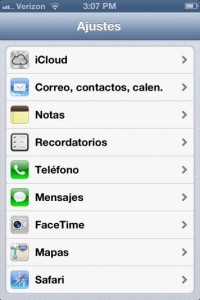 Phone Settings in Spanish