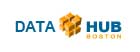 Data Hub Boston logo: blue 'DATA HUB' text with an orange hexagonal hub icon between or beside the words.